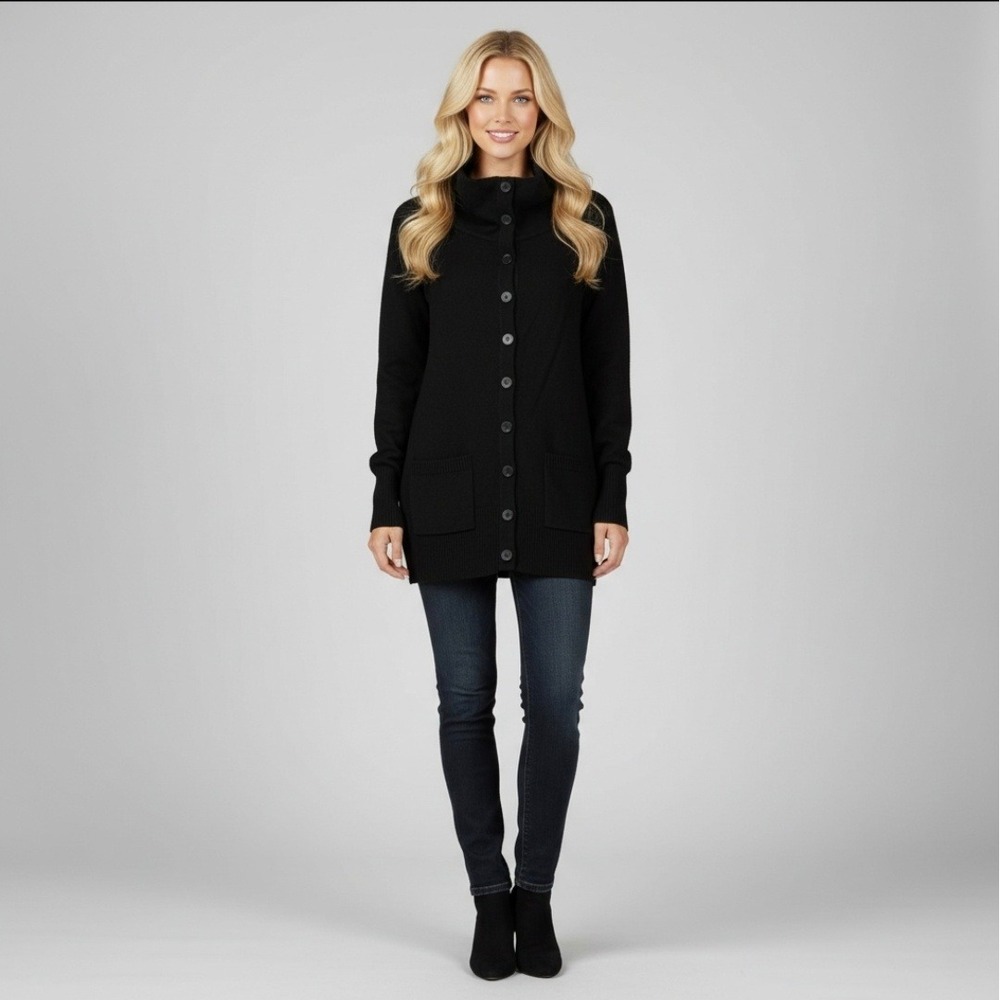 Brochu Walker Cashmere & Merino Wool Convertible Neck Cardigan Sweater - Size: M